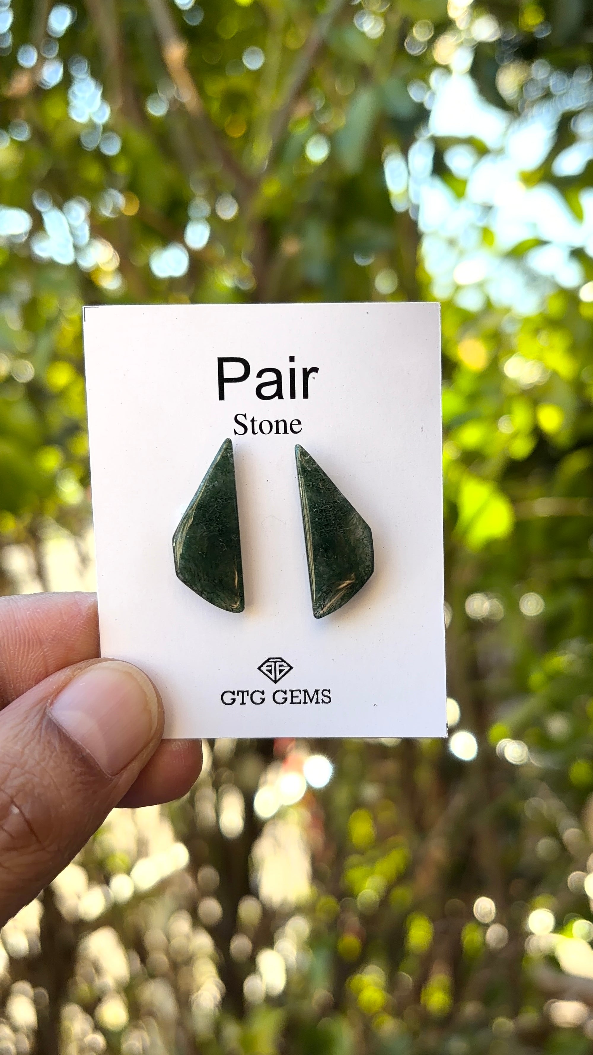 Moss Agate Matching Pair Cabochon 23x8 mm