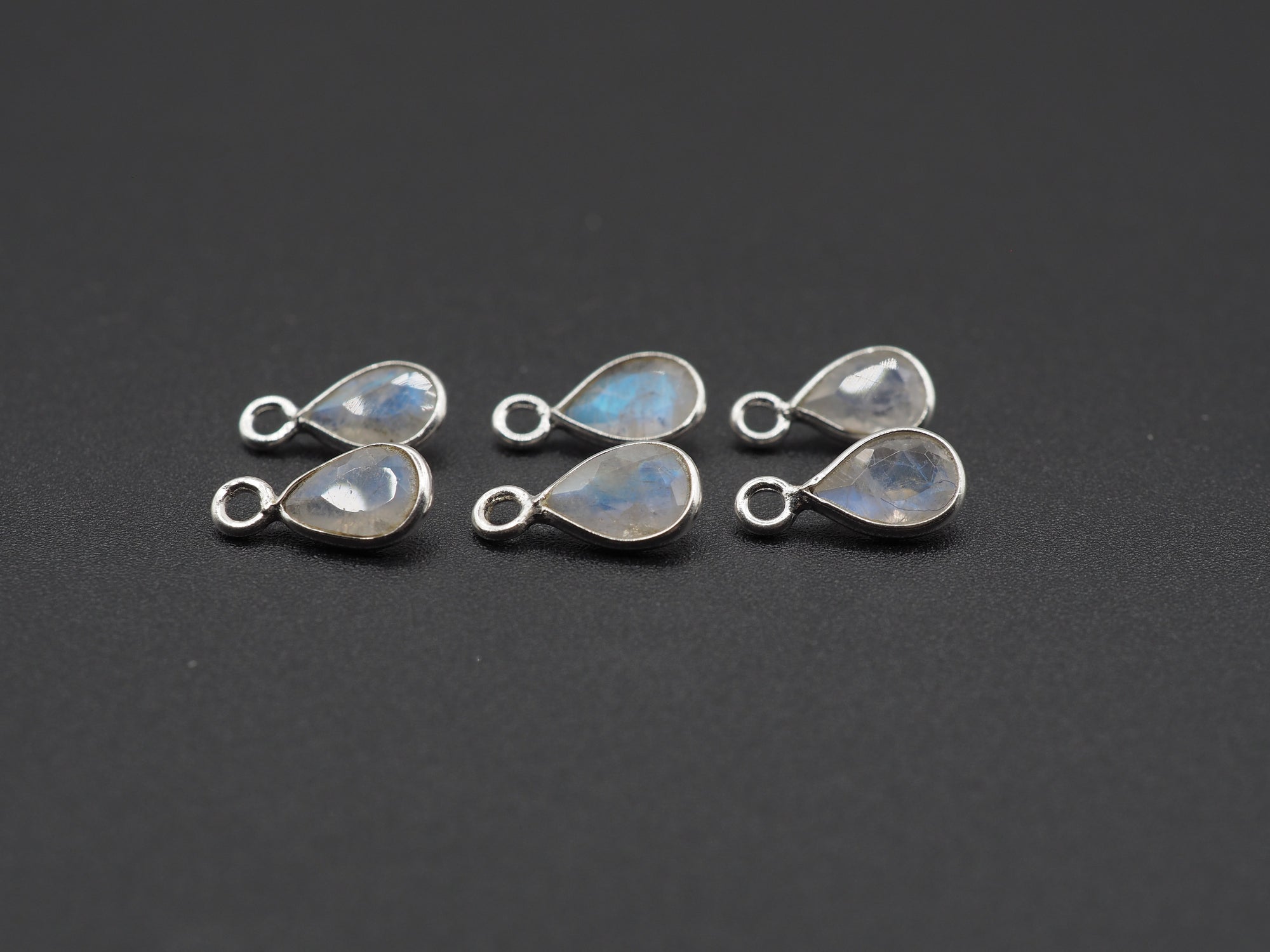 Rainbow Moonstone Silver Bezel 7x5 mm, Single Connector, Moonstone Connector, (GTG-SBM-5)