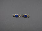Lapis 18K Gold Filled Bezel 6x4mm ,Double Connector, Lapis Charm