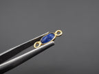 Lapis 18K Gold Filled Bezel 6x4mm ,Double Connector, Lapis Charm