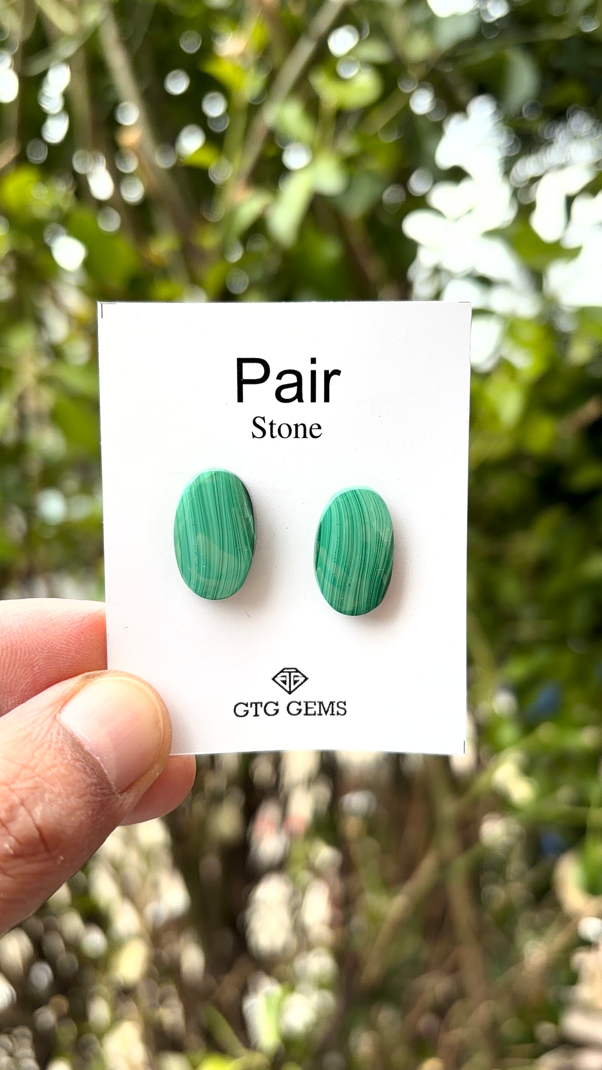 Malachite 18x11 mm Matching Pair Cabochon