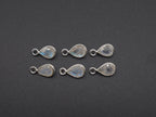 Rainbow Moonstone Silver Bezel 7x5 mm, Single Connector, Moonstone Connector, (GTG-SBM-5)