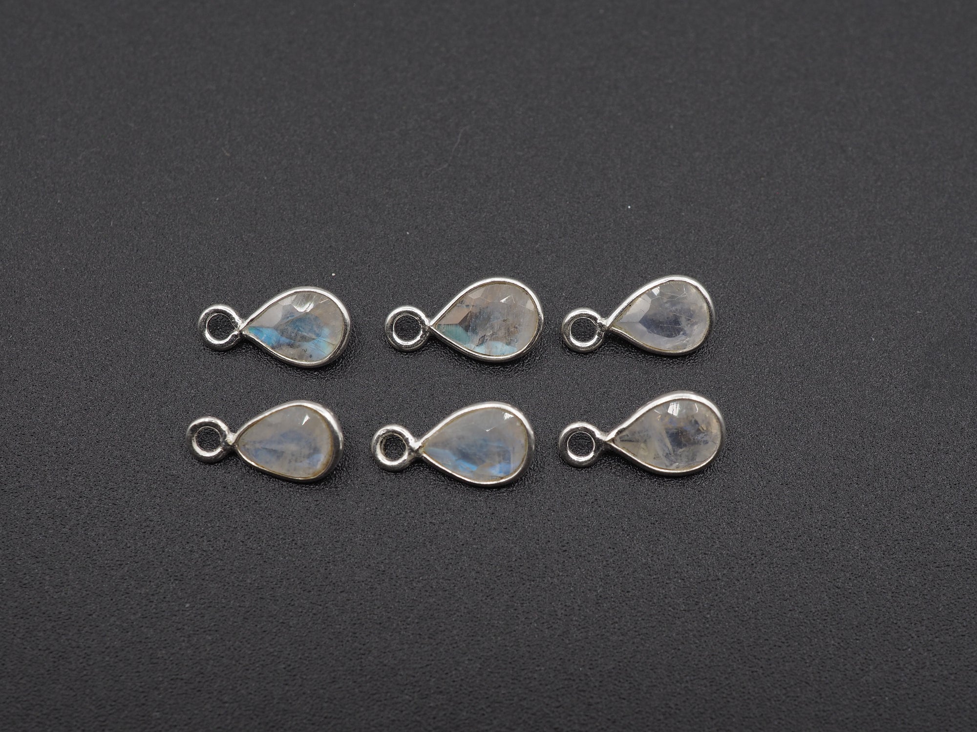 Rainbow Moonstone Silver Bezel 7x5 mm, Single Connector, Moonstone Connector, (GTG-SBM-5)