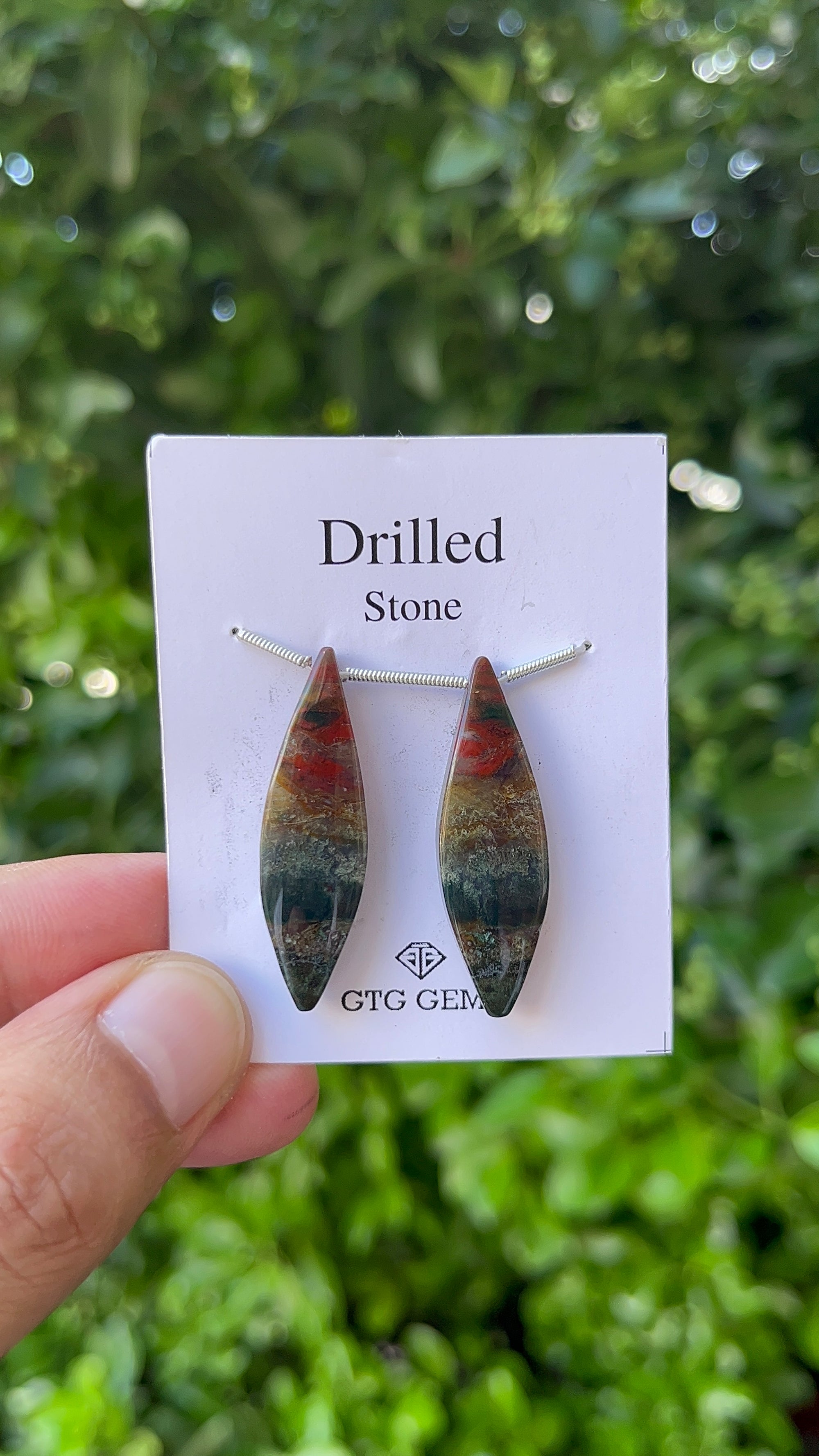 Drilled Blood stone jasper 36x11 mm Approximately 32.50 Carat (GTG-DBJ-13)