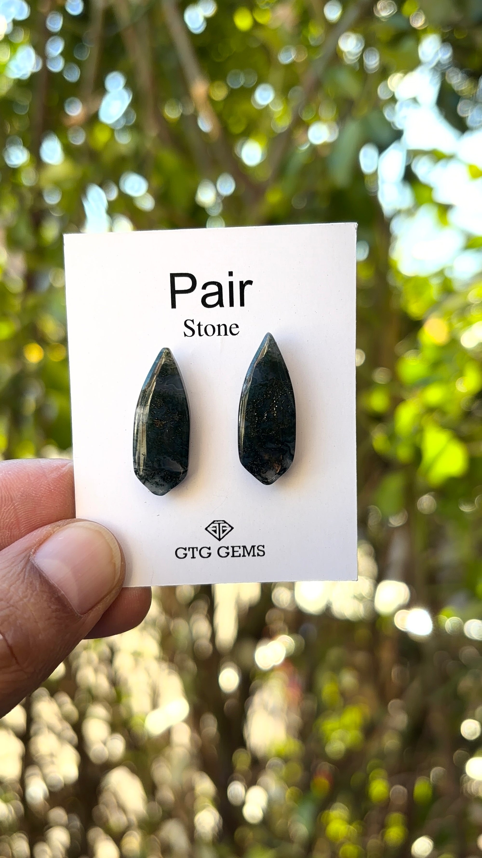 Moss Agate Matching Pair Cabochon 25x9mm