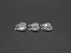 Rainbow Moonstone Silver Bezel 7x5mm,Single Connector, Moonstone Connector, (GTG-SBM-4)