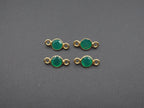 Green Onyx 18K Gold Filled Bezel 5 mm, Double Connector Onyx Charm