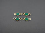 Green Onyx 18K Gold Filled Bezel 5 mm, Double Connector Onyx Charm