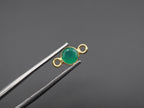 Green Onyx 18K Gold Filled Bezel 5 mm, Double Connector Onyx Charm