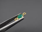 Green Onyx 18K Gold Filled Bezel 5 mm, Double Connector Onyx Charm