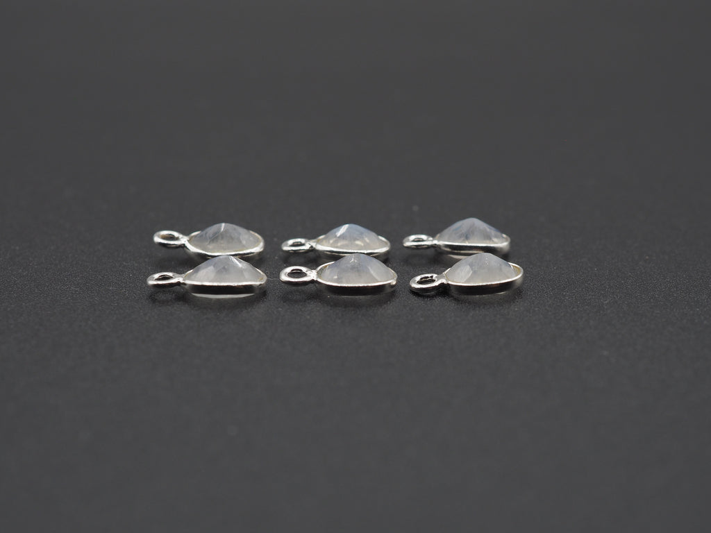 Rainbow Moonstone Silver Bezel 7x5mm,Single Connector, Moonstone Connector, (GTG-SBM-4)