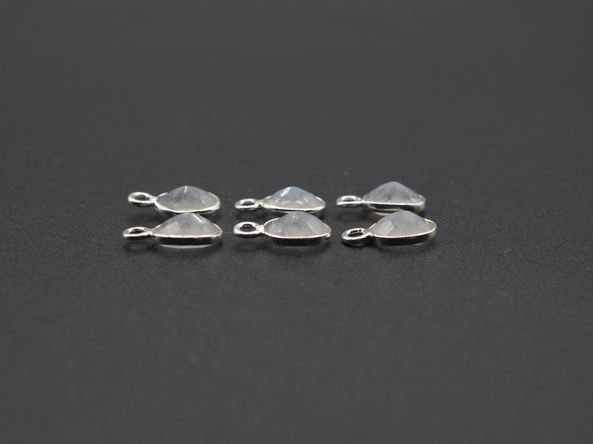Rainbow Moonstone Silver Bezel 7x5mm,Single Connector, Moonstone Connector, (GTG-SBM-4)