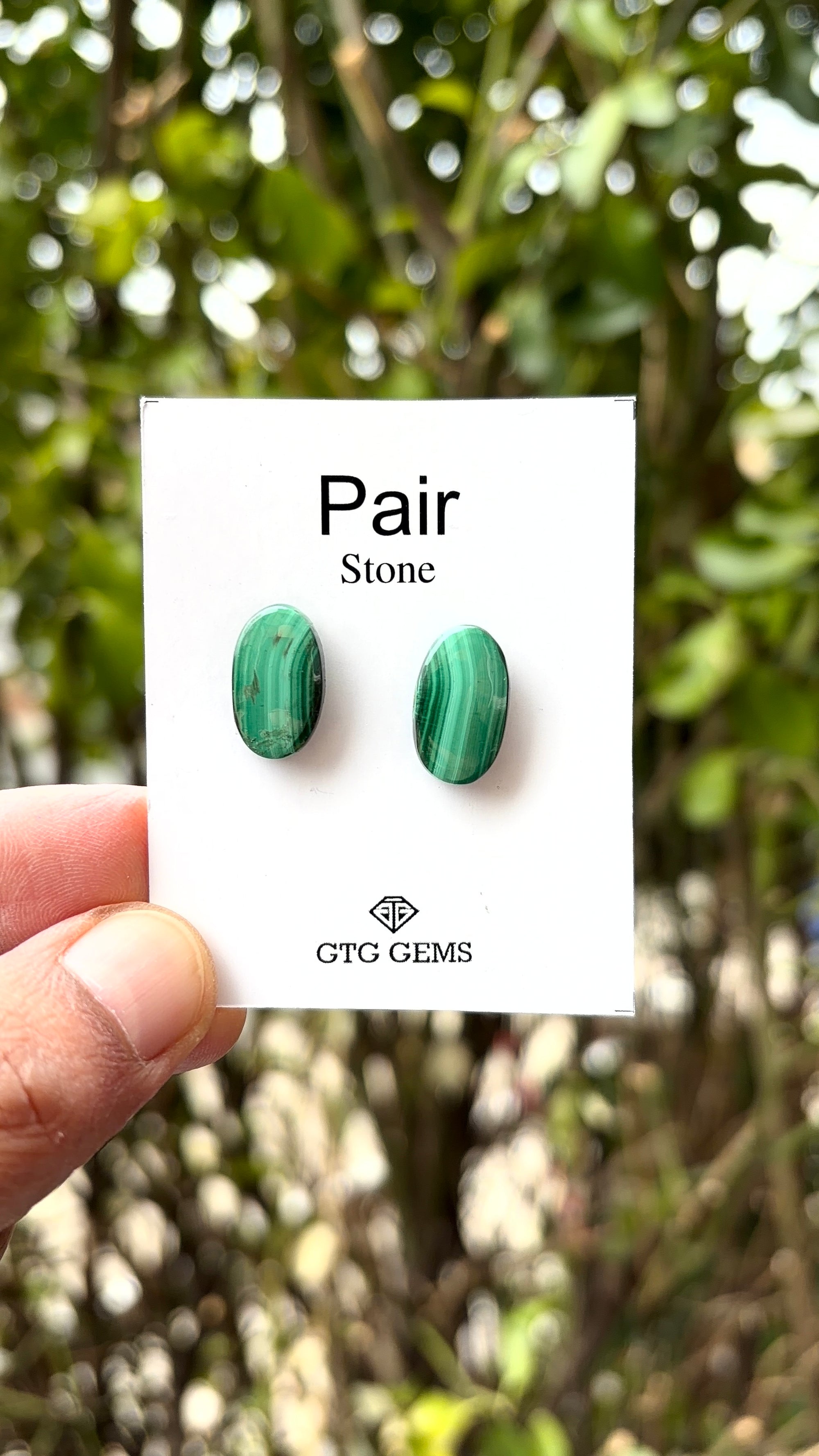 Malachite 16x9.5 mm Matching Pair Cabochon