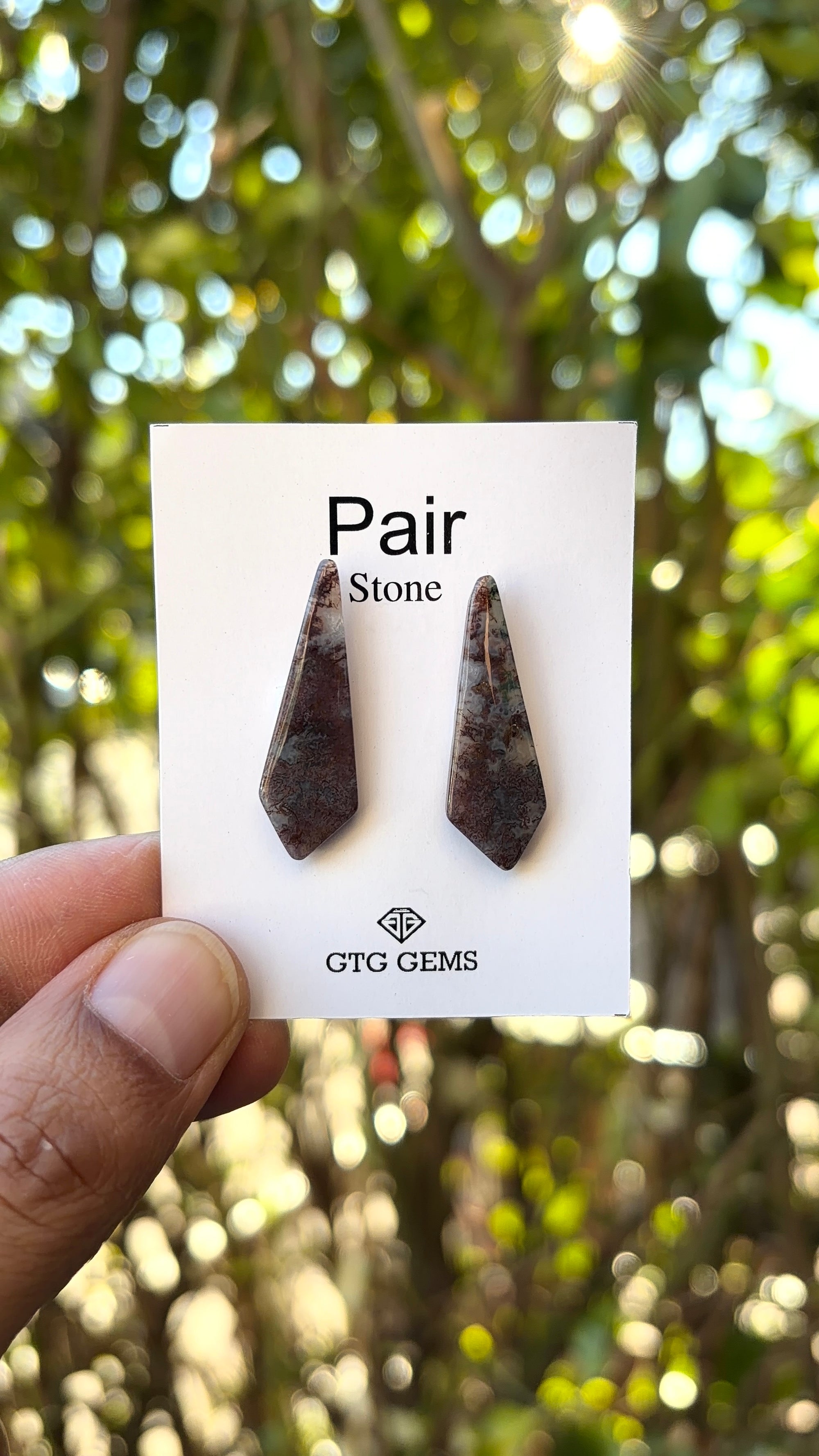 Moss Agate Matching Pair Cabochon 30x9mm