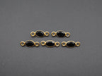 Black Onyx 18K Gold Filled Bezel 6x4mm ,Double Connector, Onyx Charm