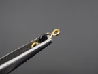Black Onyx 18K Gold Filled Bezel 6x4mm ,Double Connector, Onyx Charm