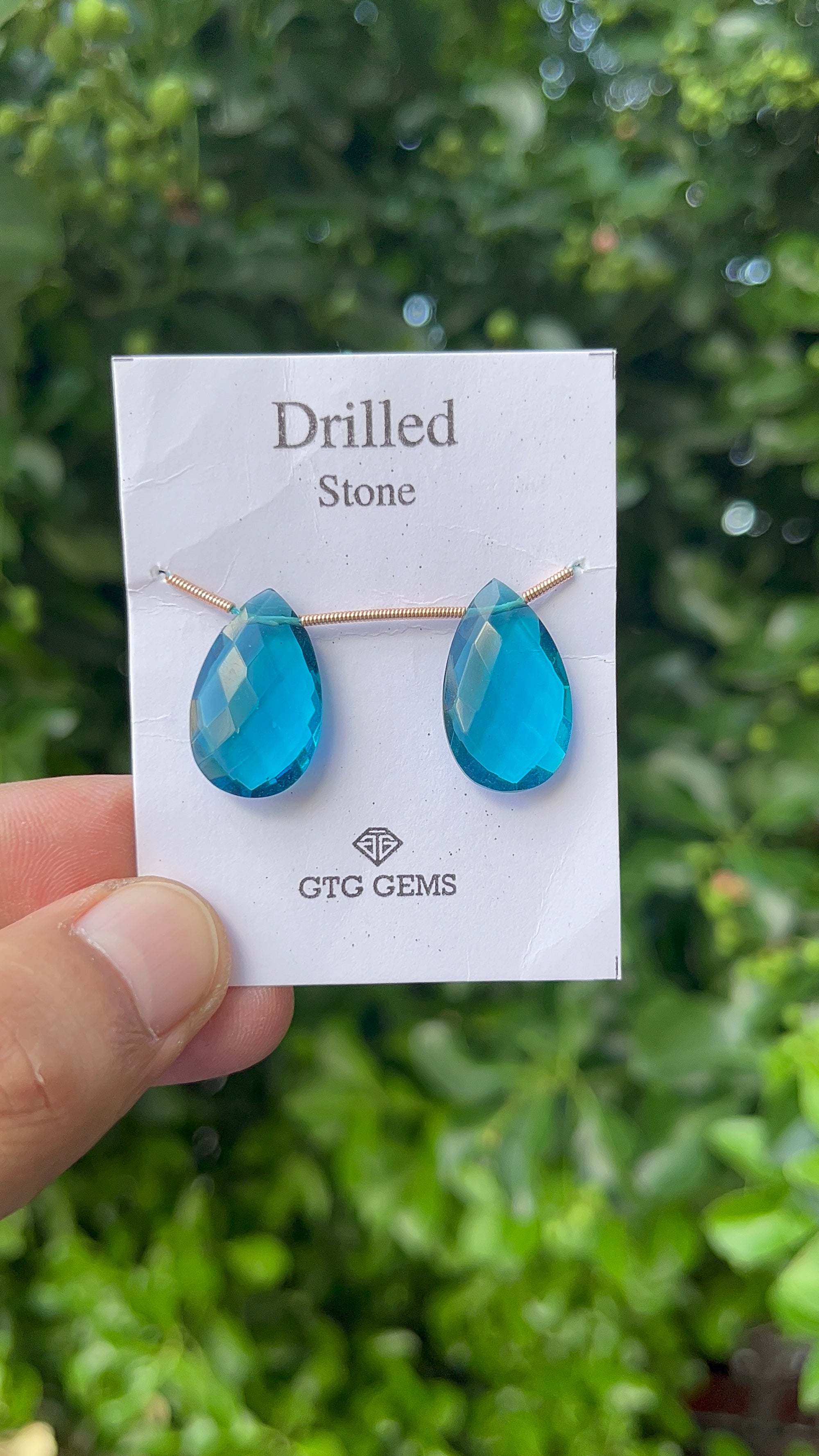 Hydro Drilled Faceted London Blue Topaz, 22x13mm  Approximately 14.50 Carat (GTG-HLB-6)