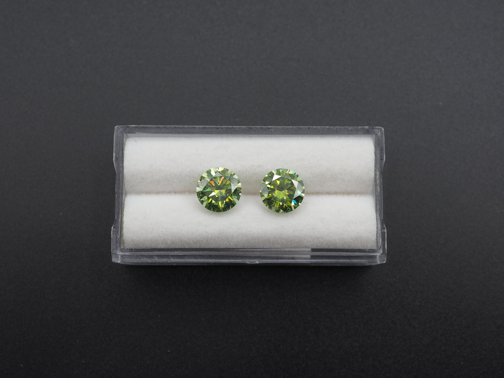 Green Moissanite Faceted Round Shape matching pair  7mm Approximately 2.42 Carat