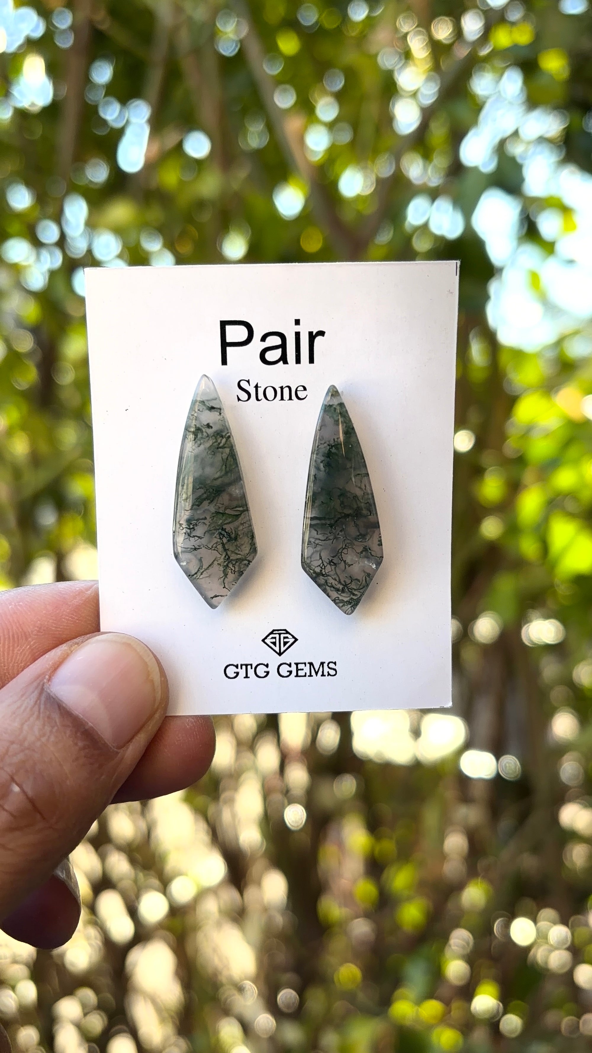 Moss Agate Matching Pair Cabochon 31x10mm