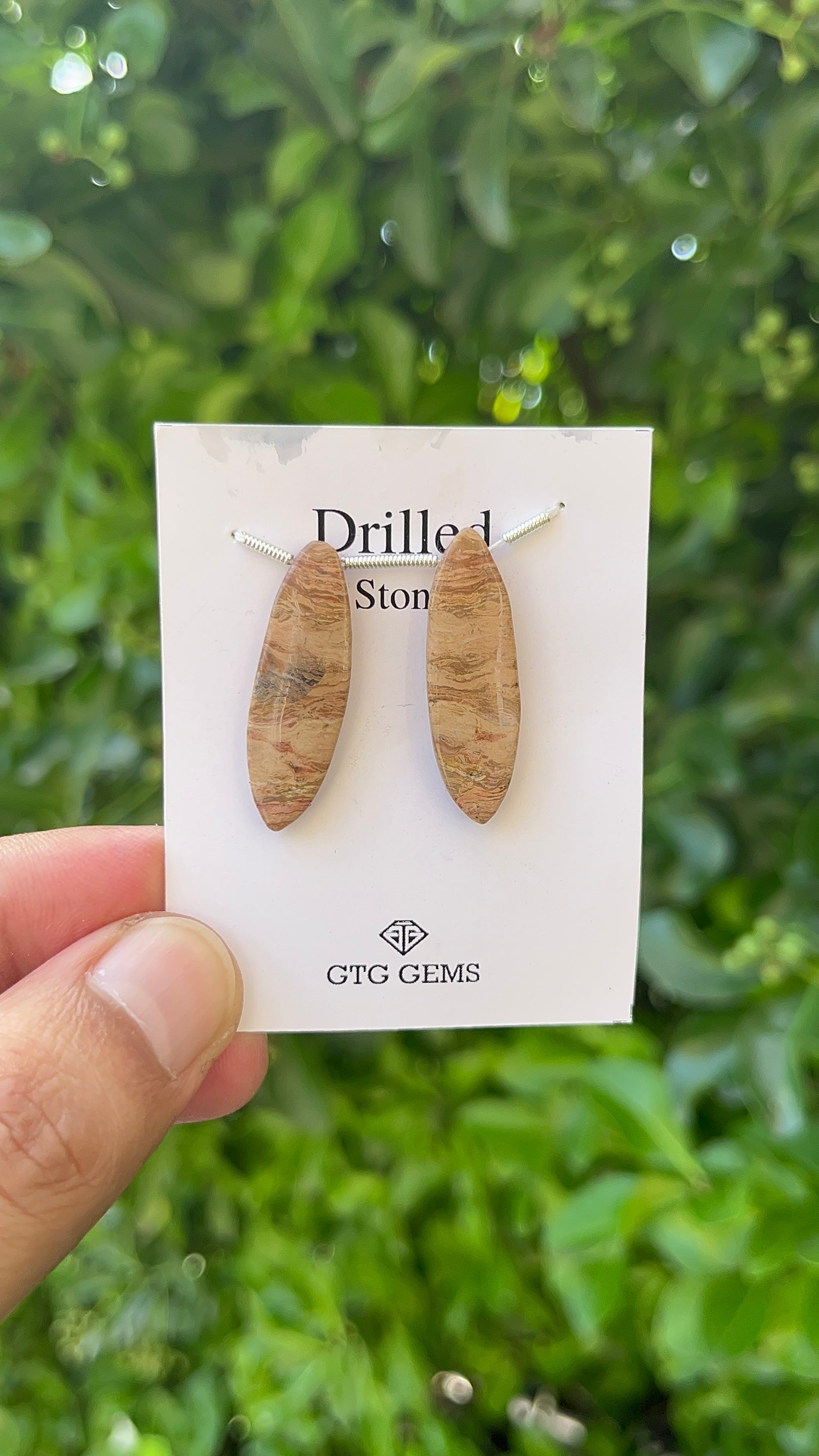 Picture Jasper, Drilled Cabochon 30x10 mm Approximately 17 Carat (GTG-DPJ-7)