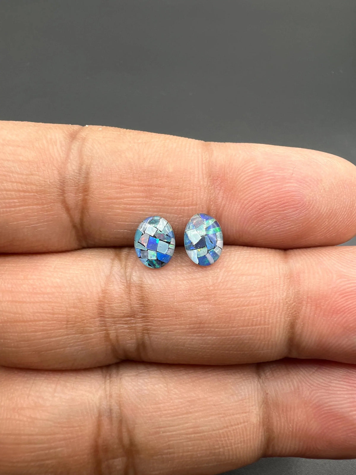 Australian Mosaic Opal Triplet Cabochon 8.4x6.5x2.7mm Approximately 1.85 Carat