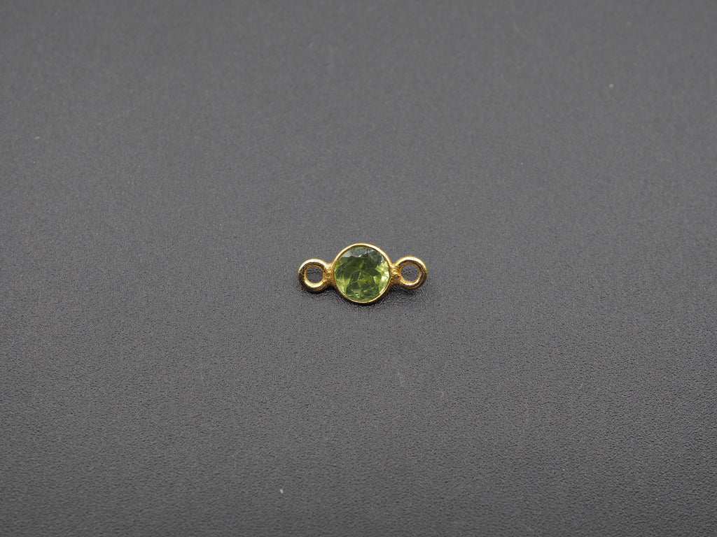 Peridot 18K Gold Filled Bezel 5mm, Double Connector, Peridot Charm