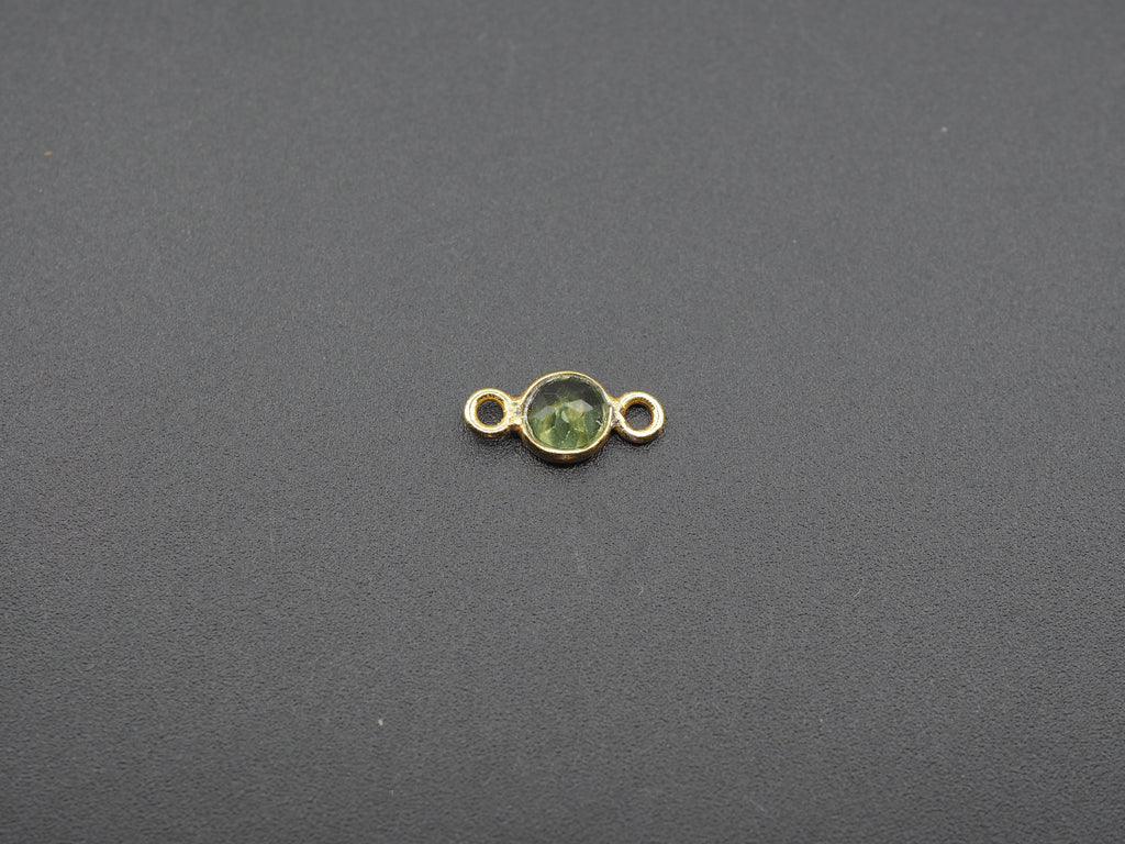 Peridot 18K Gold Filled Bezel 5mm, Double Connector, Peridot Charm