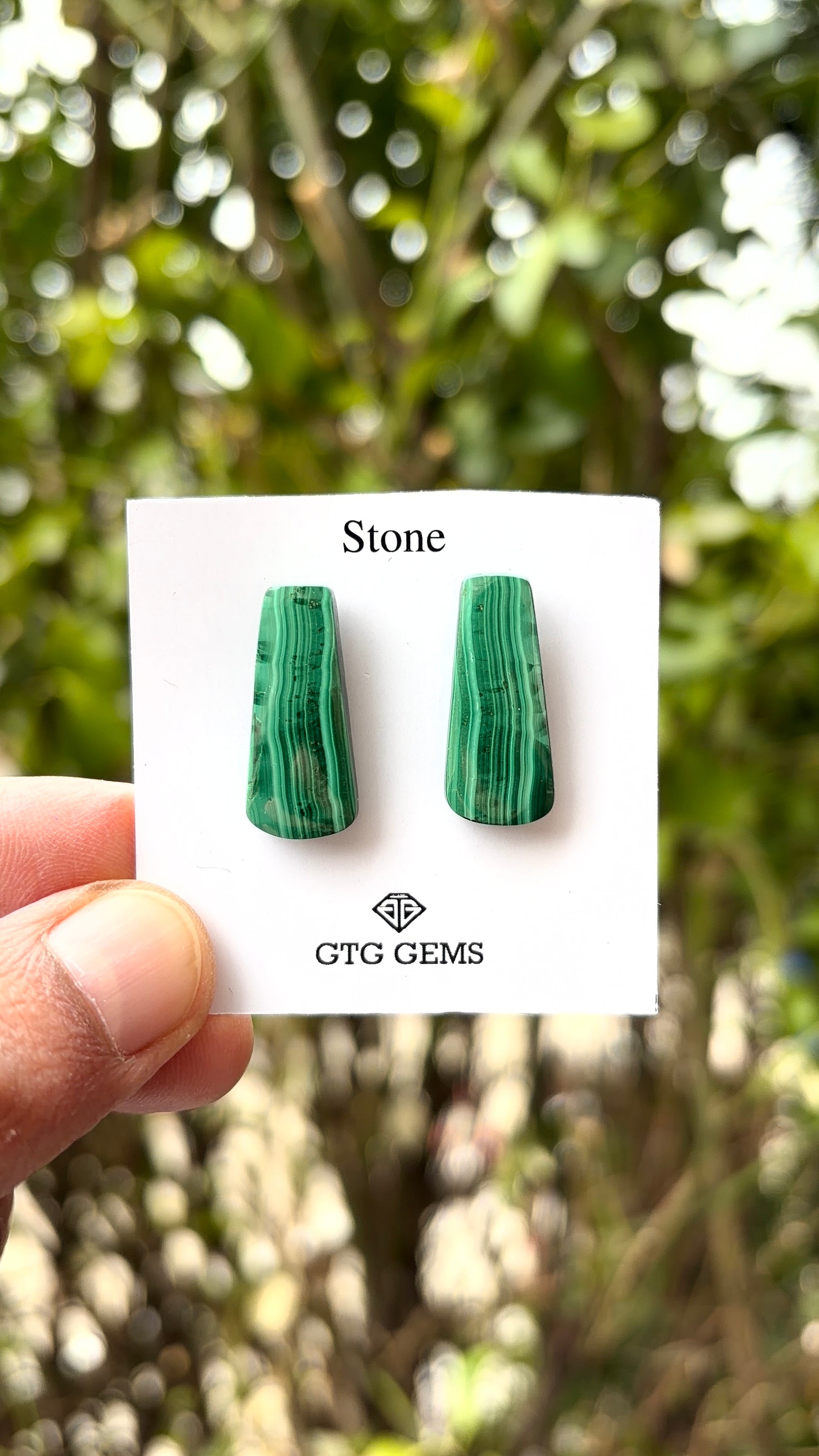 Malachite 24x10 mm Matching Pair Cabochon