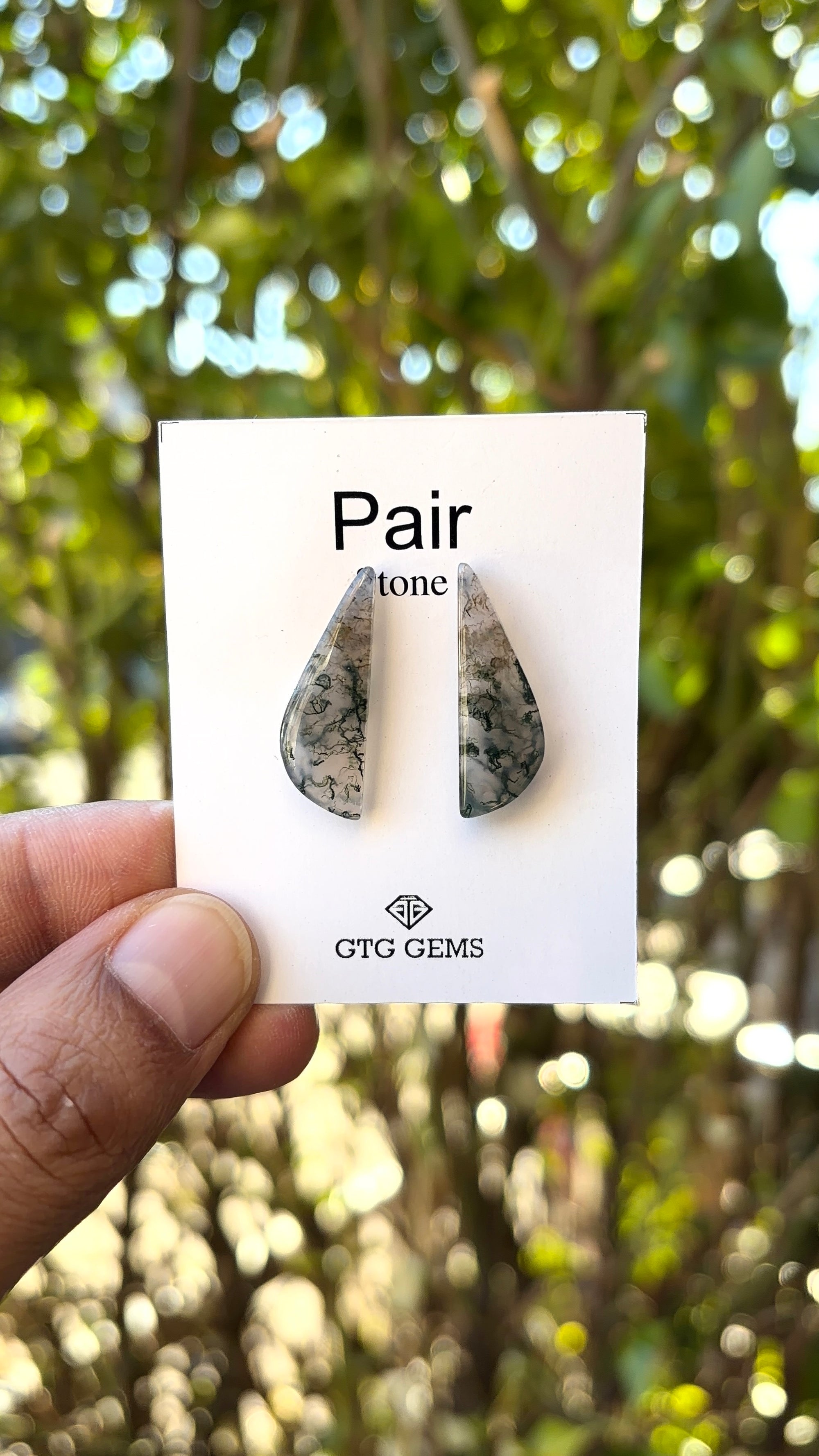 Moss Agate Matching Pair Cabochon 26x8mm