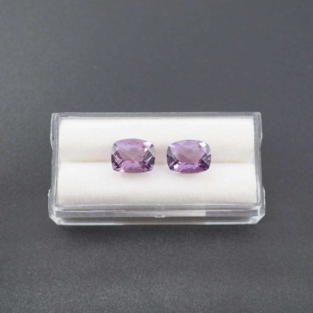 Amethyst Faceted Rectangle Shape 9.6 x 8 x 6.5 mm & 10 x 8 x 6.5 mm Approximately 6.10 Carat
