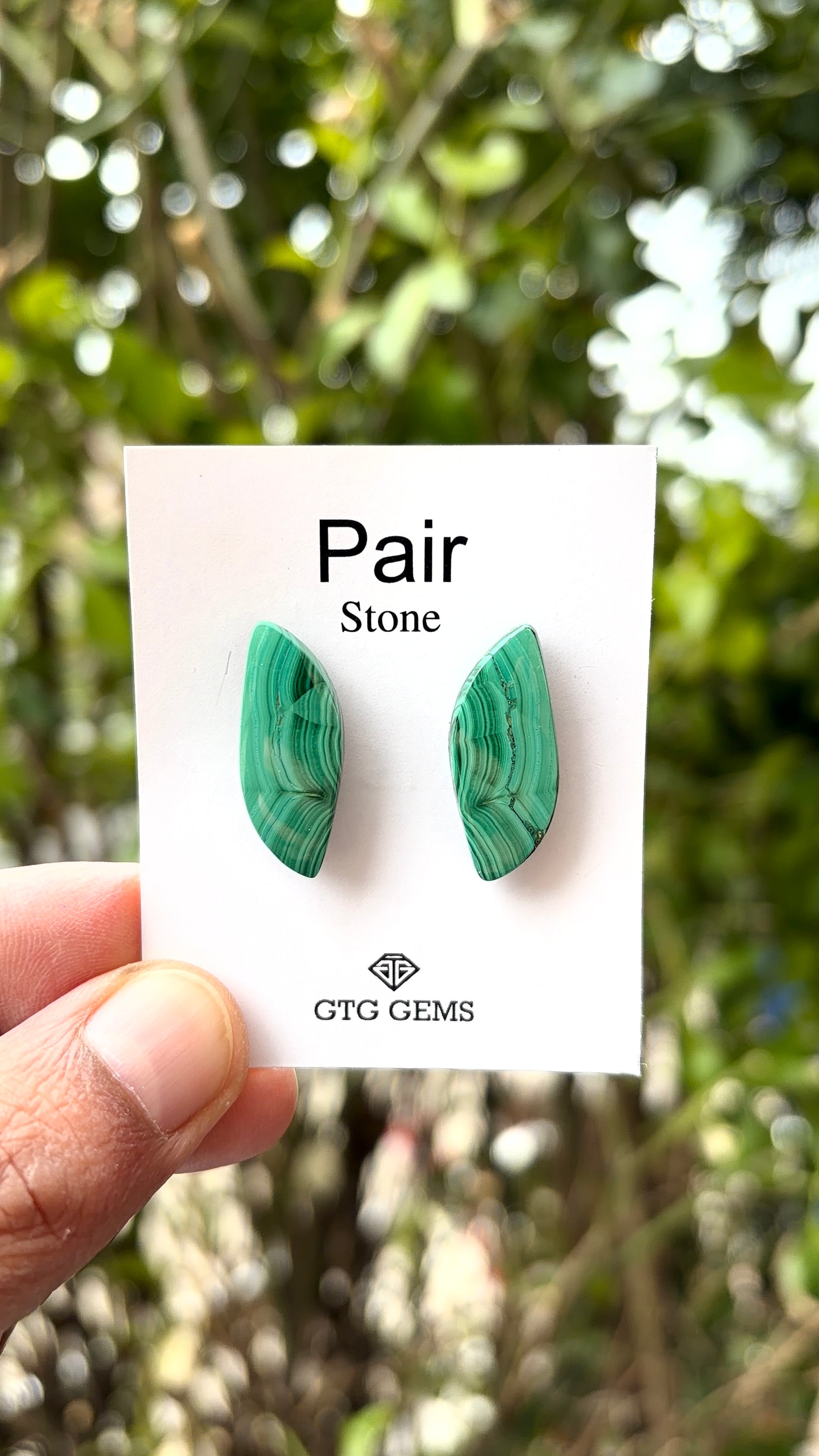 Malachite 25x10 mm Matching Pair Cabochon