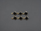 Black Onyx 18K Gold Filled Bezel 6x6 mm ,Single Connector, Onyx Charm