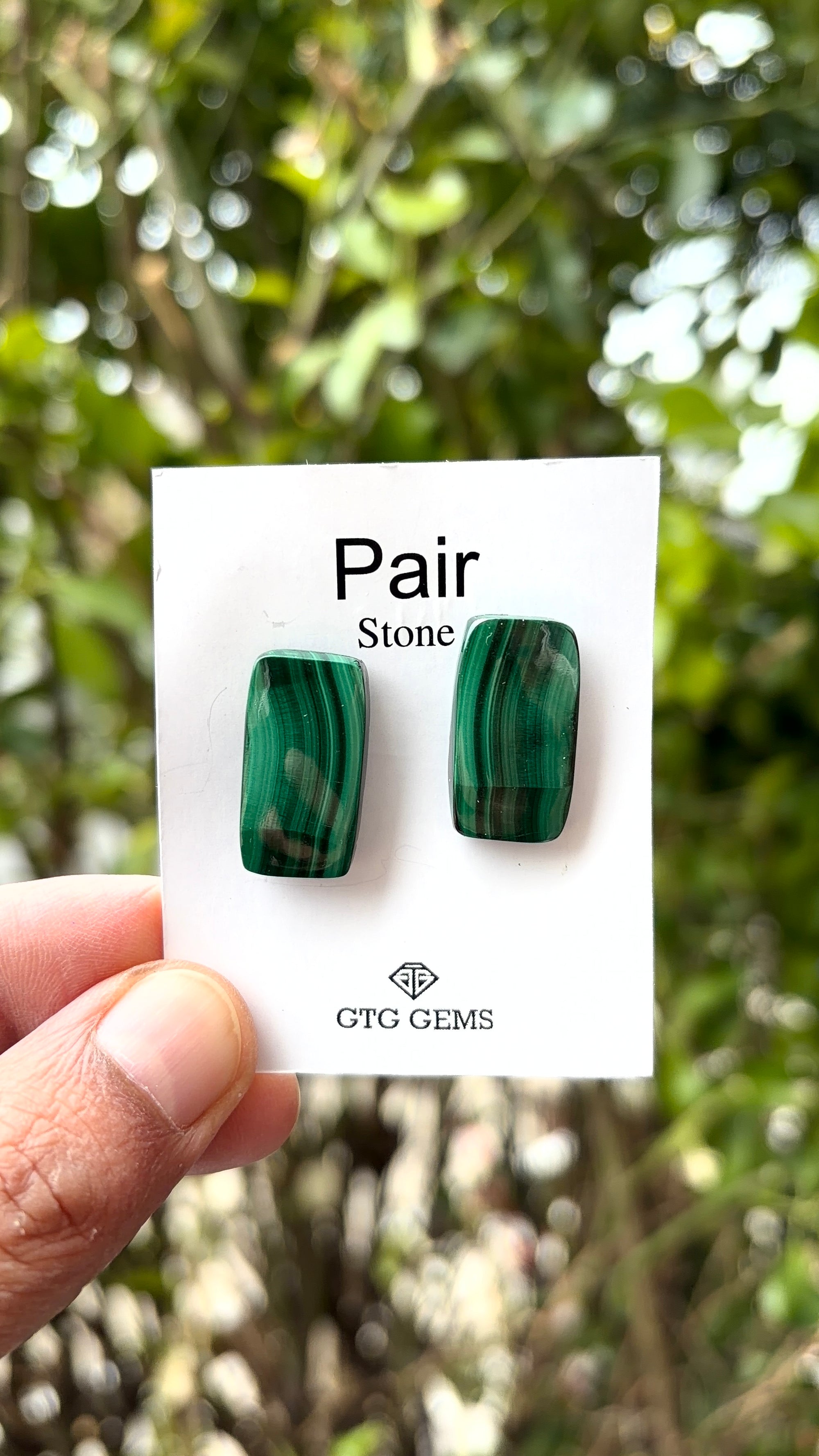Malachite 23x12mm Matching Pair Cabochon