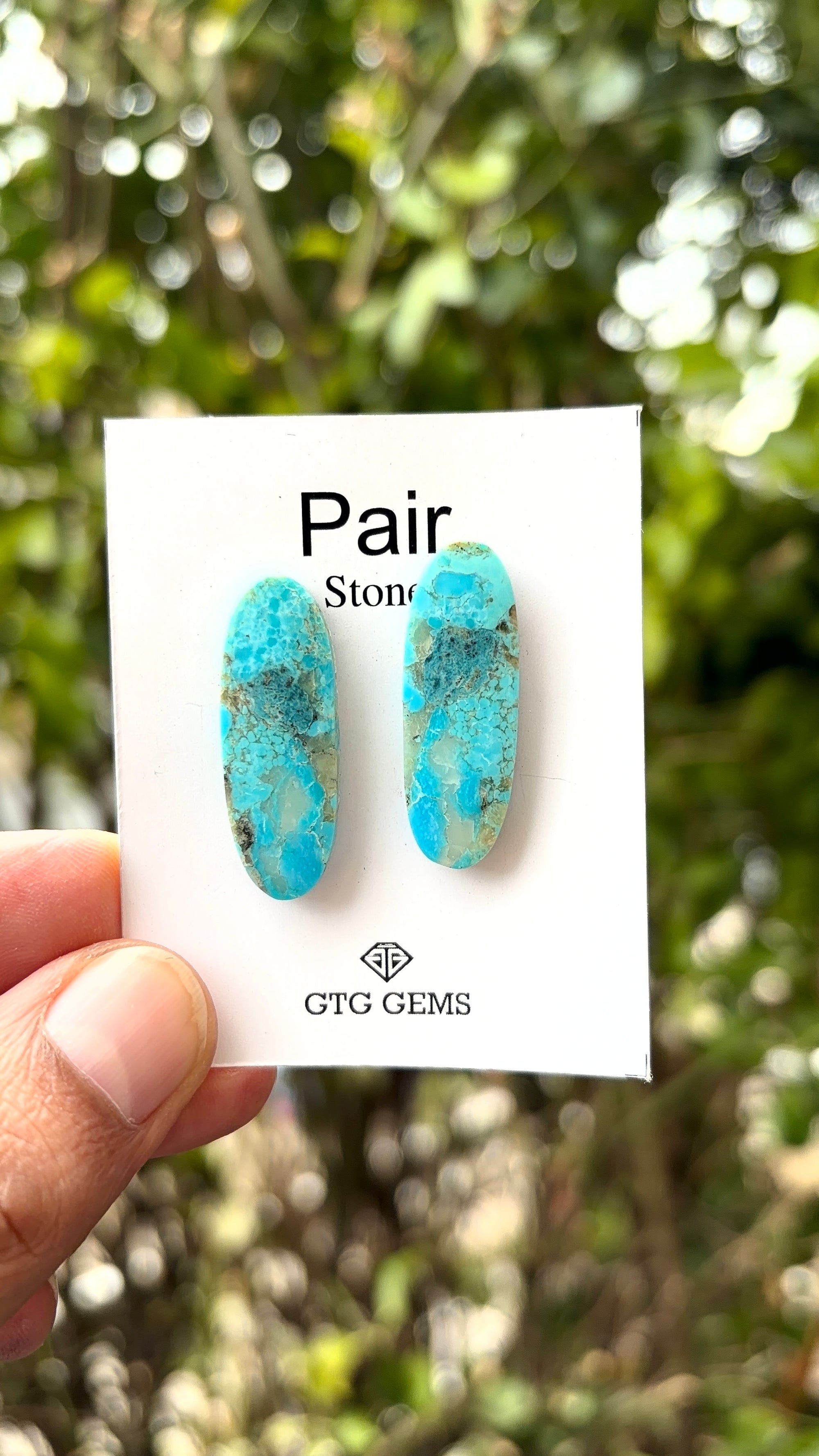 American Turquoise Cabochon Matching Pair 30x9 mm