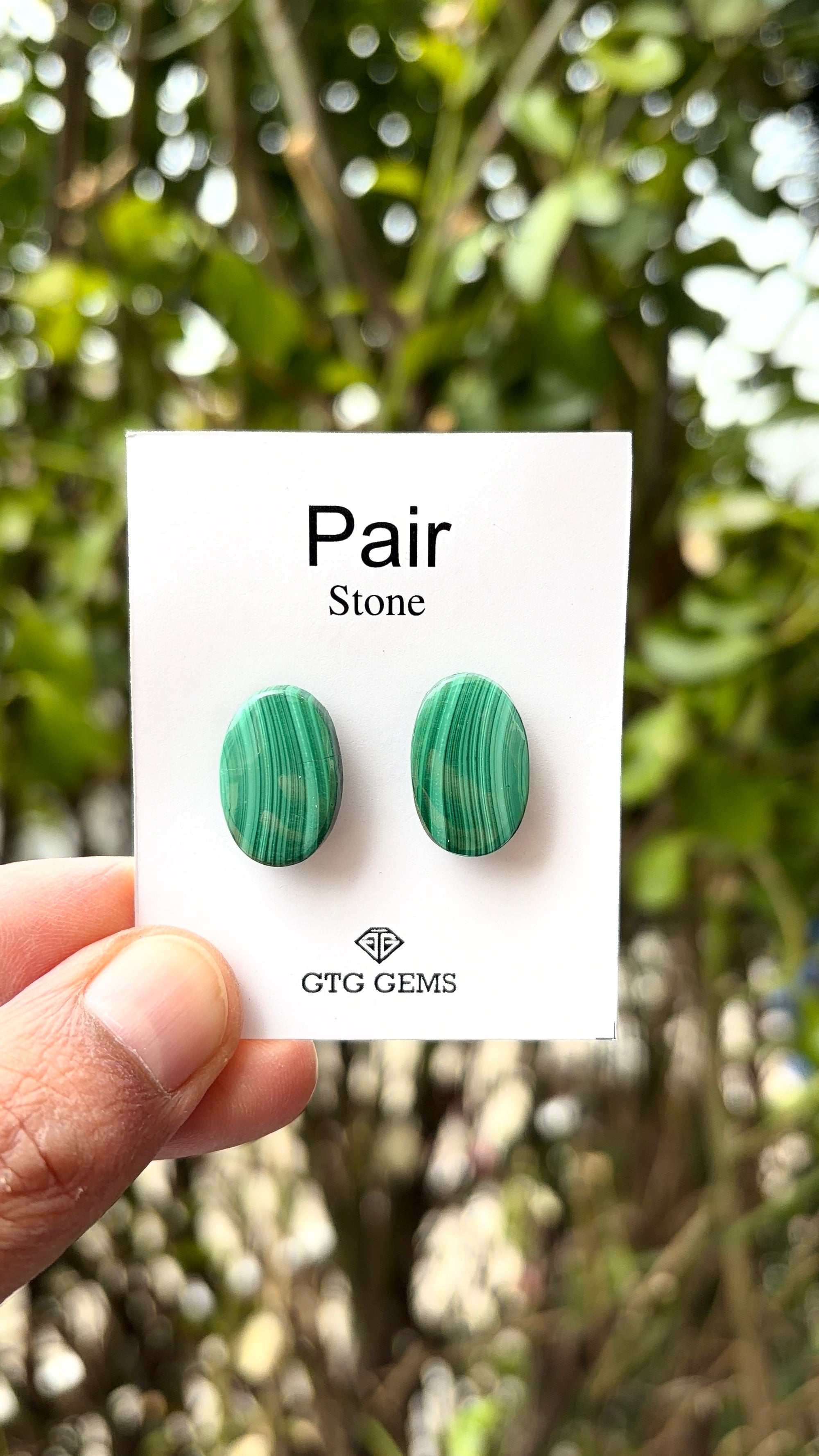Malachite 18.5x12 mm Matching Pair Cabochon