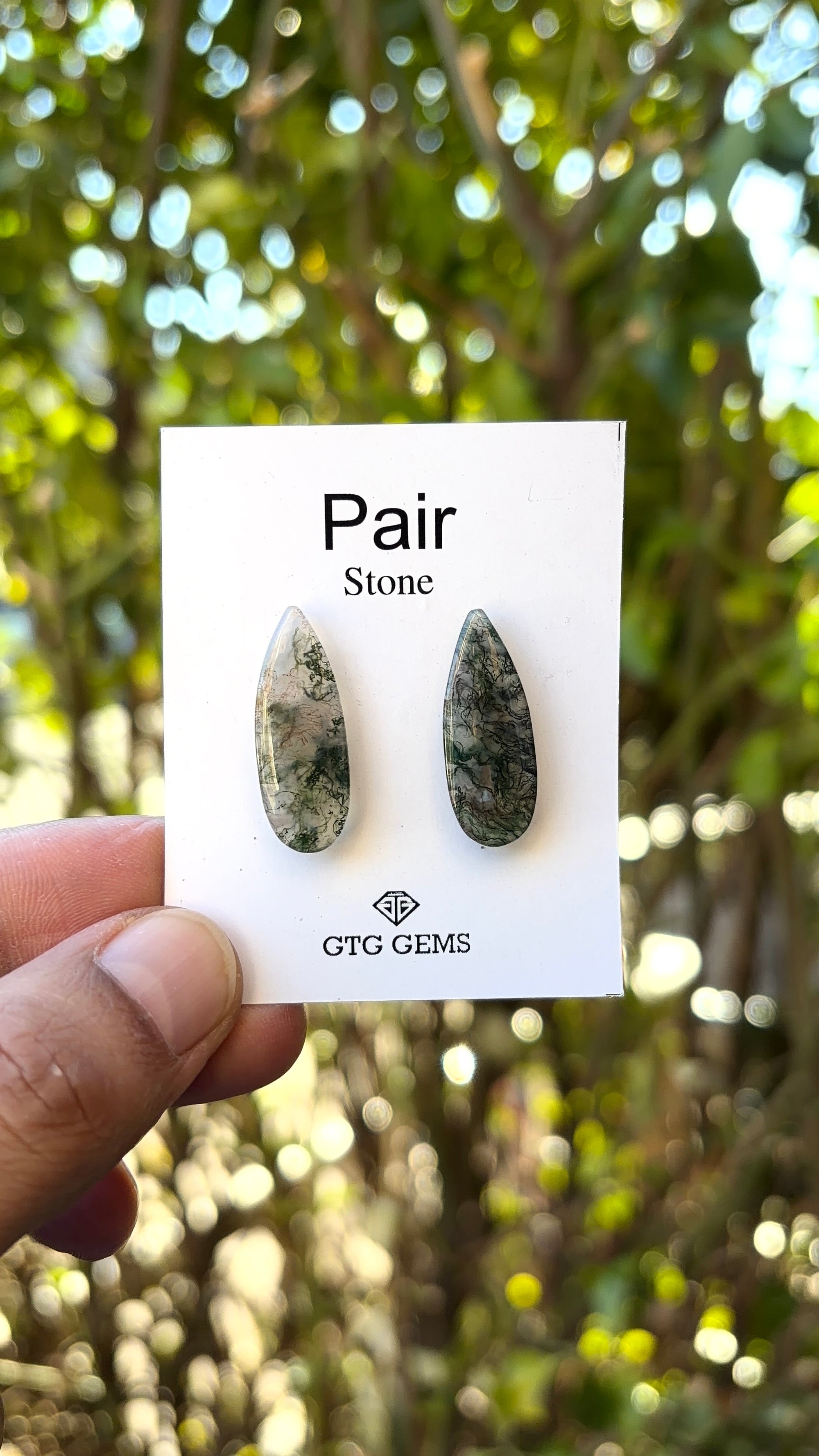 Moss Agate 22x9 mm Matching Pair Cabochon