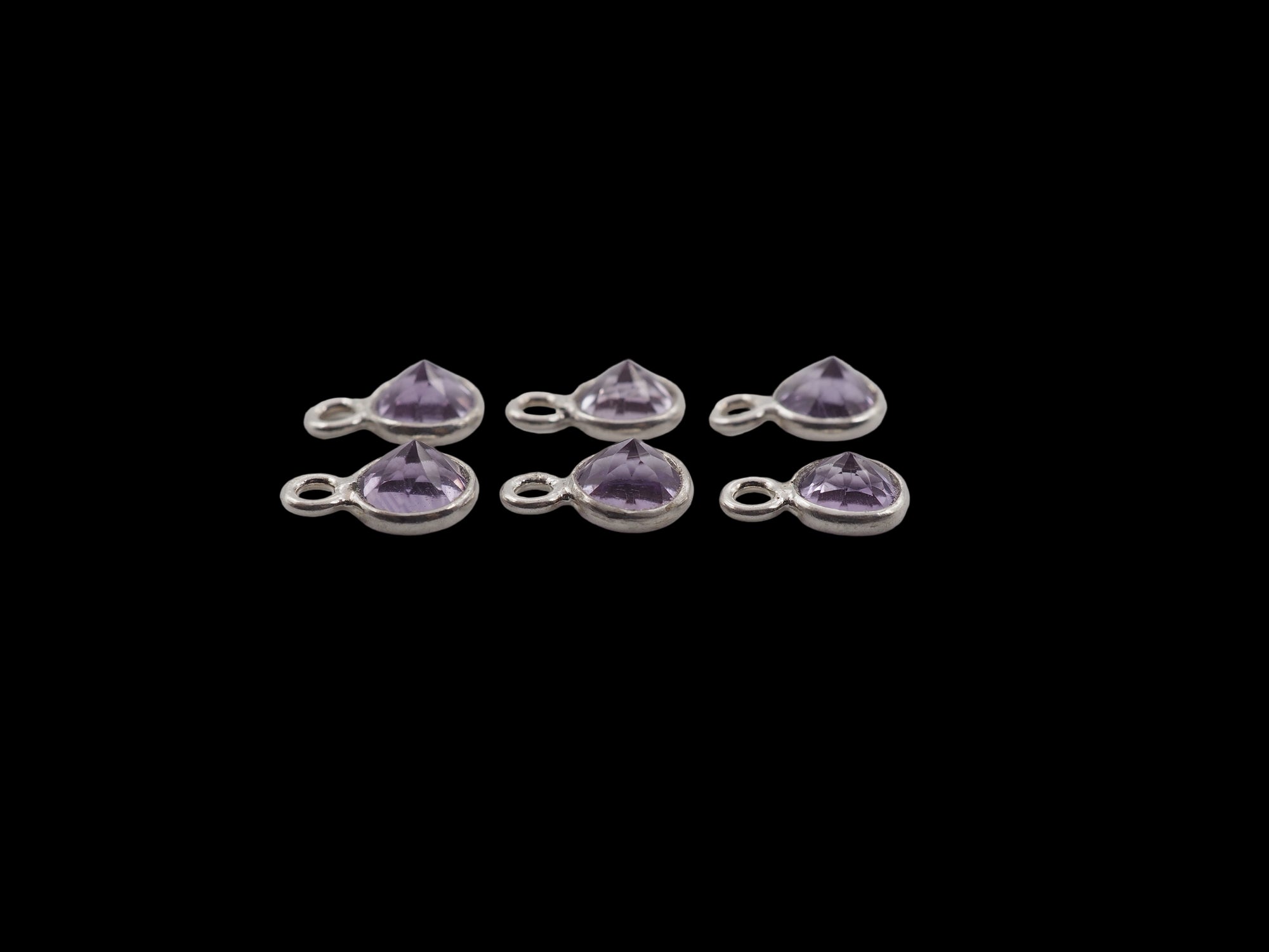 Amethyst Bezel  5 mm, Single Connector, Amethyst Bezel, Amethyst  Charm, 925 Sterling Silver(GTG-SBA-9)