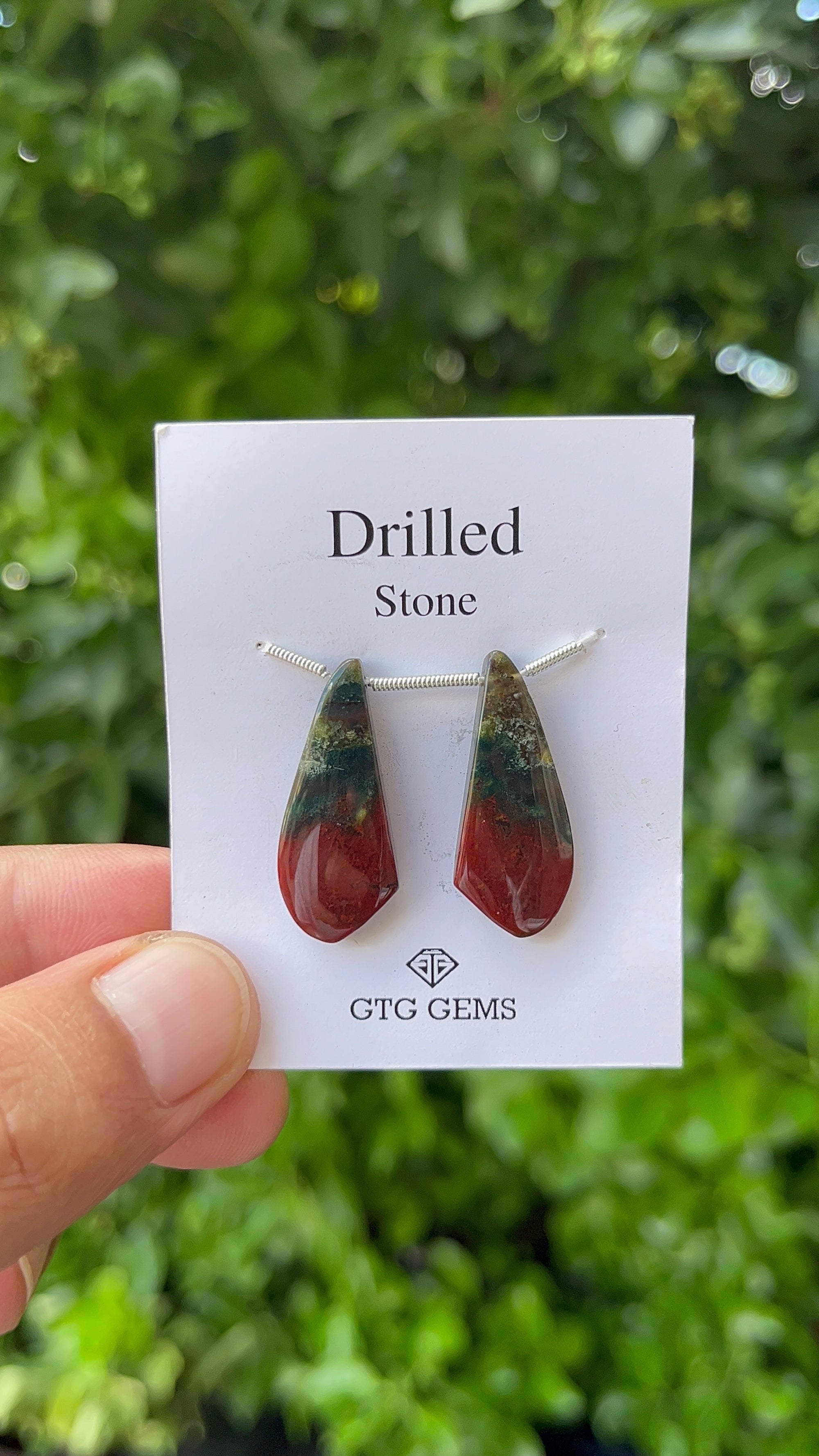 Drilled Blood stone jasper 28x11 mm Approximately 22 Carat (GTG-DBJ-16)