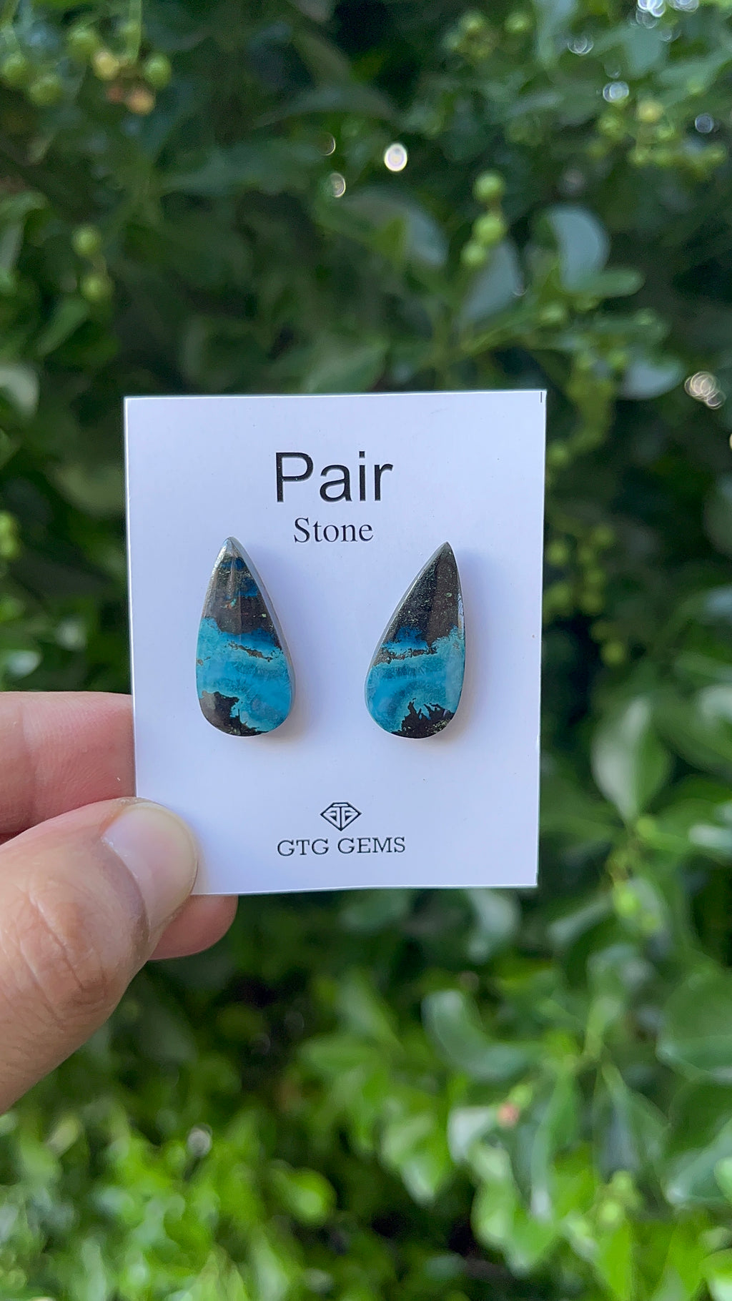 Natural  Azurite Matching Pair Cabochon, 24x12 mm, Approximately 28.5 carat (GTG-MAC-12)