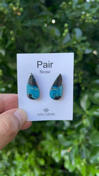 Natural  Azurite Matching Pair Cabochon, 24x12 mm, Approximately 28.5 carat (GTG-MAC-12)