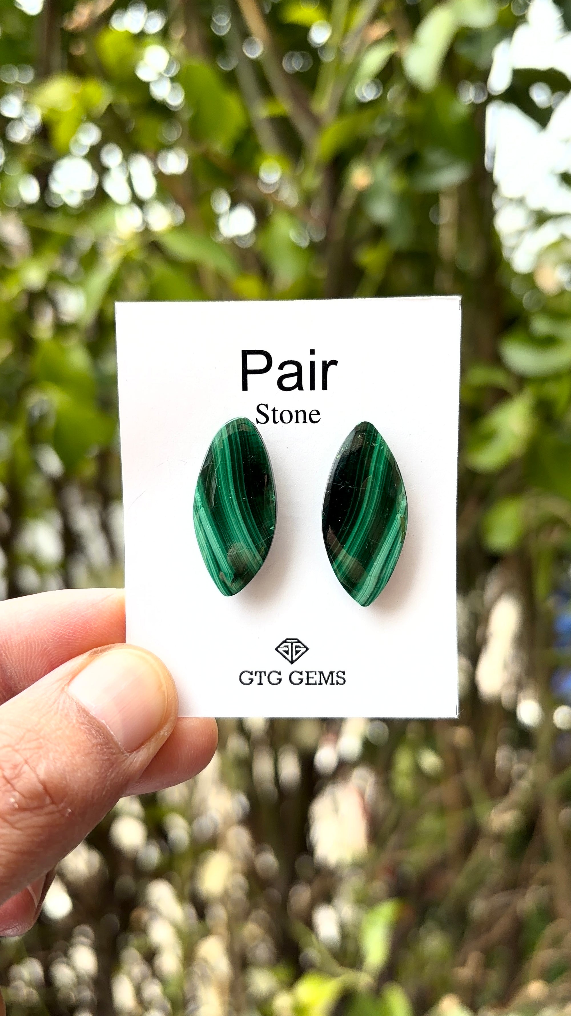 Malachite 27x12 mm Matching Pair Cabochon