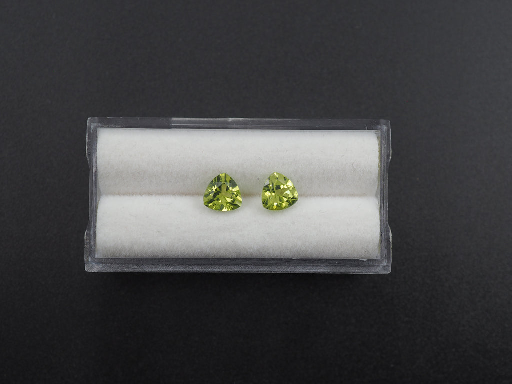 Peridot  Faceted Trillion Shape 6x6mm Matching Pair  Approximately 1.60 Carat