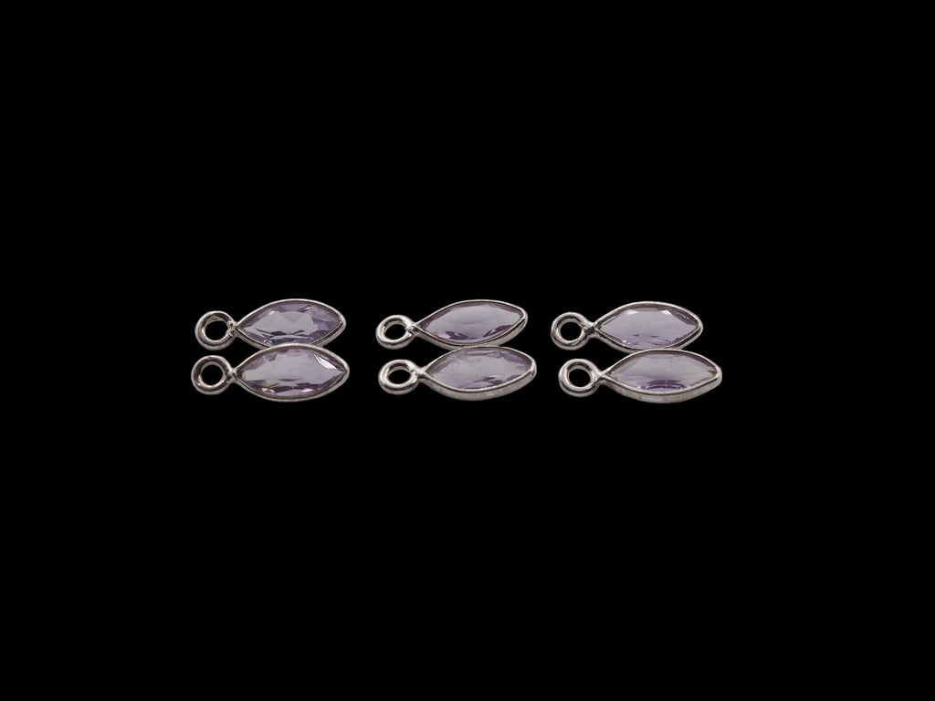 Amethyst Bezel  7x4 mm, Single Connector, Amethyst Bezel, Amethyst  Charm, 925 Sterling Silver(GTG-SBA-12)