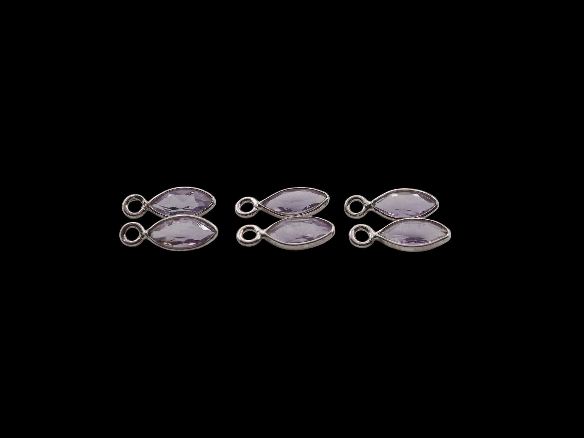 Amethyst Bezel  7x4 mm, Single Connector, Amethyst Bezel, Amethyst  Charm, 925 Sterling Silver(GTG-SBA-12)