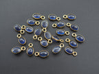 Blue Sapphire 18K Gold Filled Bezel 6x4 mm, Single Connector, Sapphire Charm, 1 Piece
