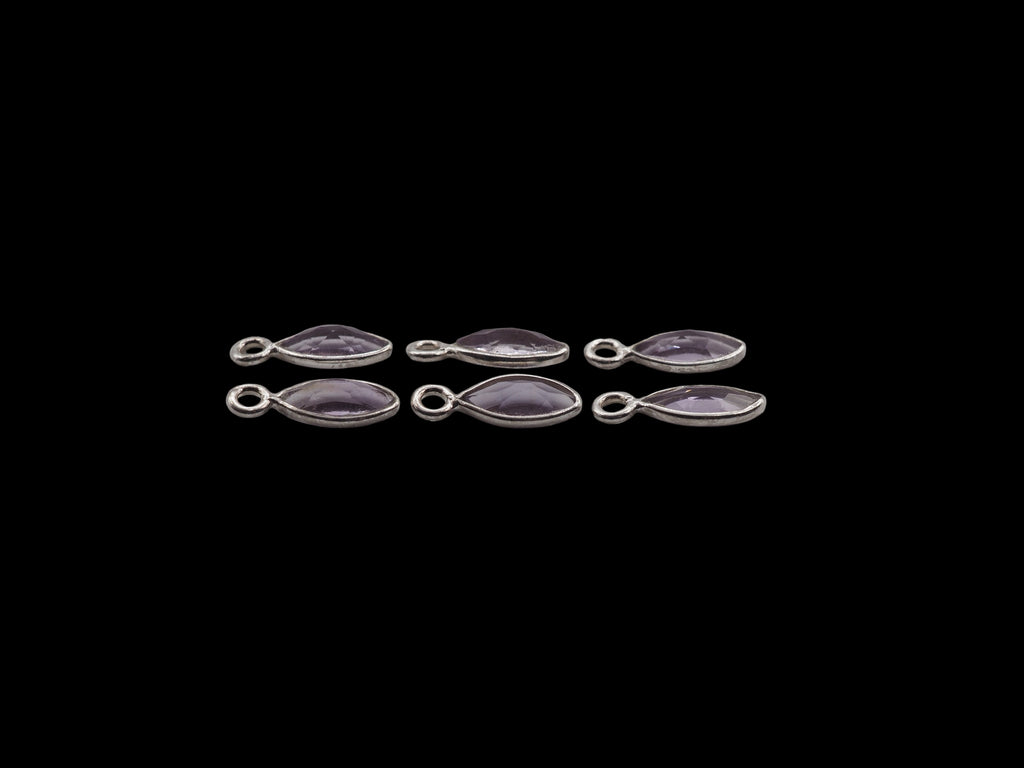 Amethyst Bezel  7x4 mm, Single Connector, Amethyst Bezel, Amethyst  Charm, 925 Sterling Silver(GTG-SBA-12)