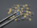 Blue Sapphire 18K Gold Filled Bezel 6x4 mm, Single Connector, Sapphire Charm, 1 Piece