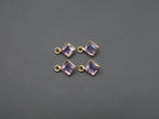 Amethyst 18K Gold Filled Bezel 5x5 mm, Single Connector, Amethyst Charm