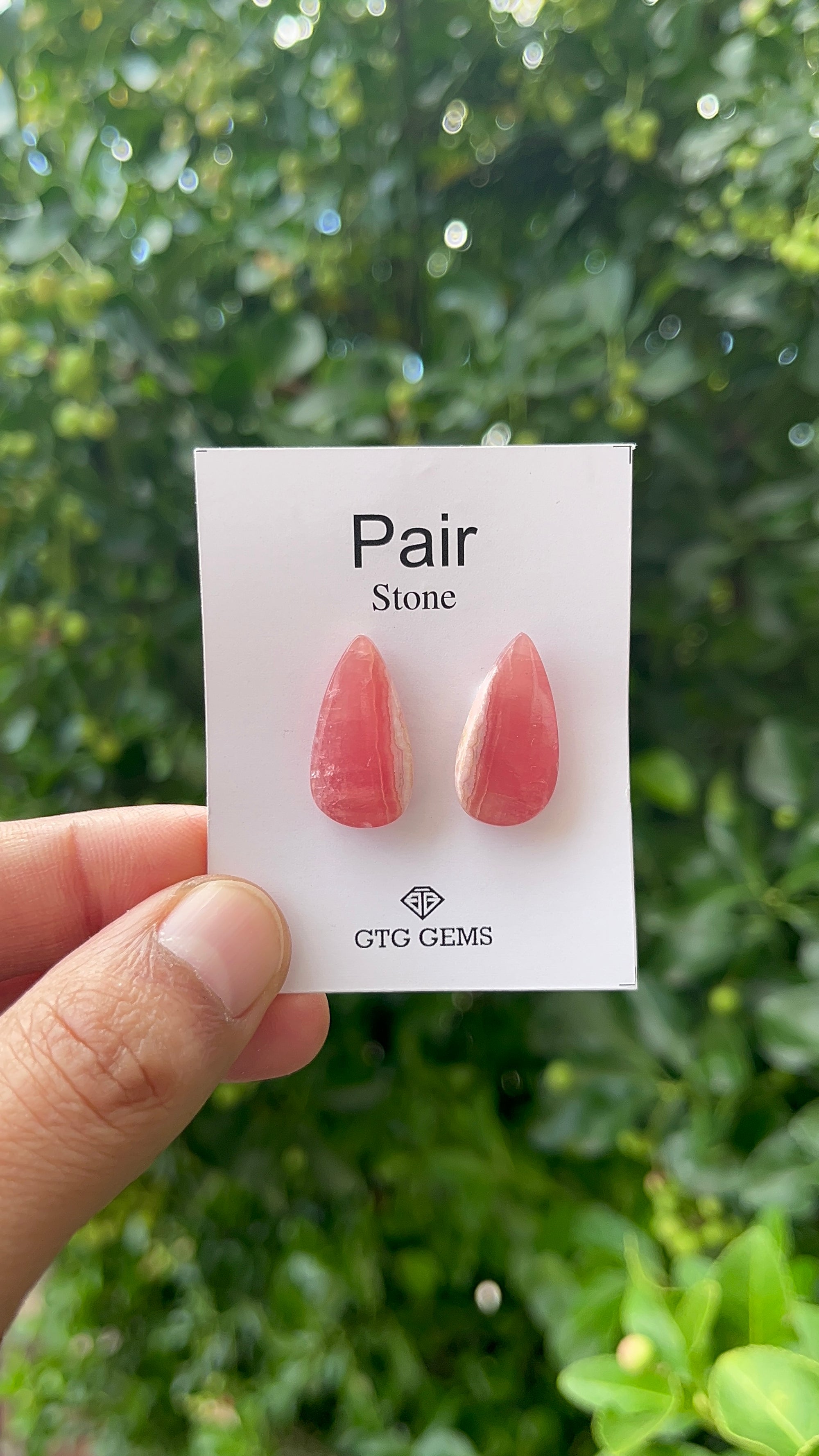 Rhodochrosite 23x12mm Matching Pair Cabochon Approximately 27 Carat (GTG-MCR-30)