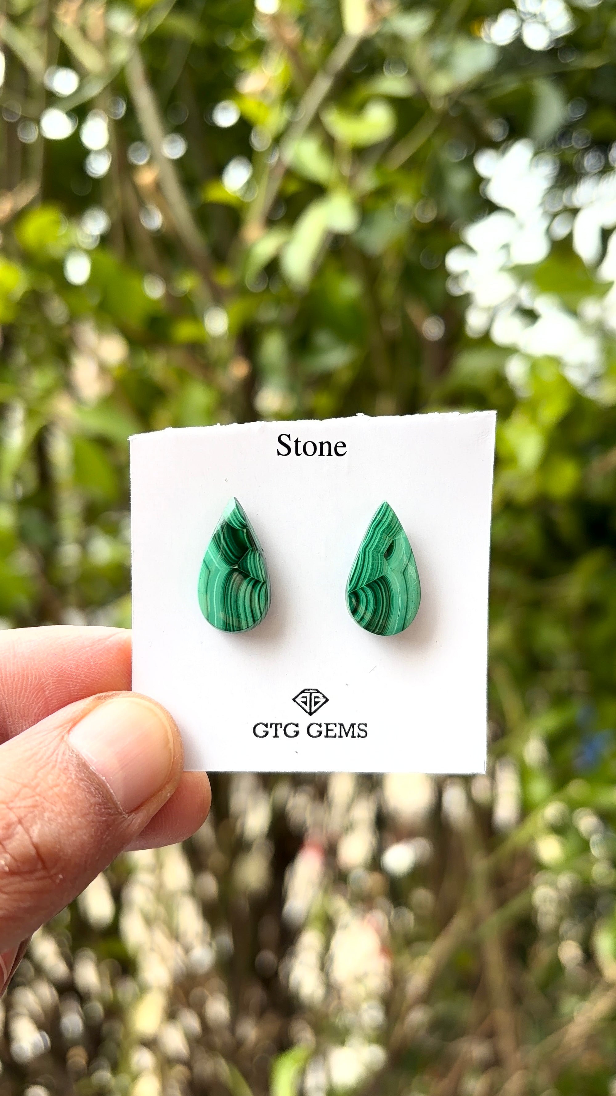 Malachite 19x10 mm Matching Pair Cabochon